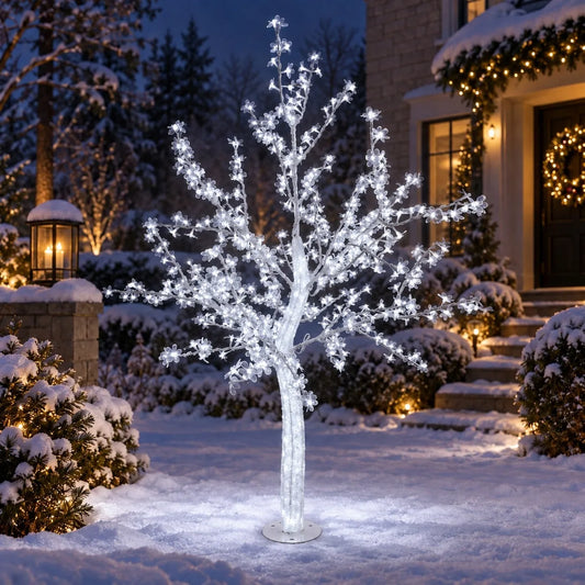 Didelis LED žydinčios vyšnios medis 180 cm, šventinis lauko, šaltai baltas