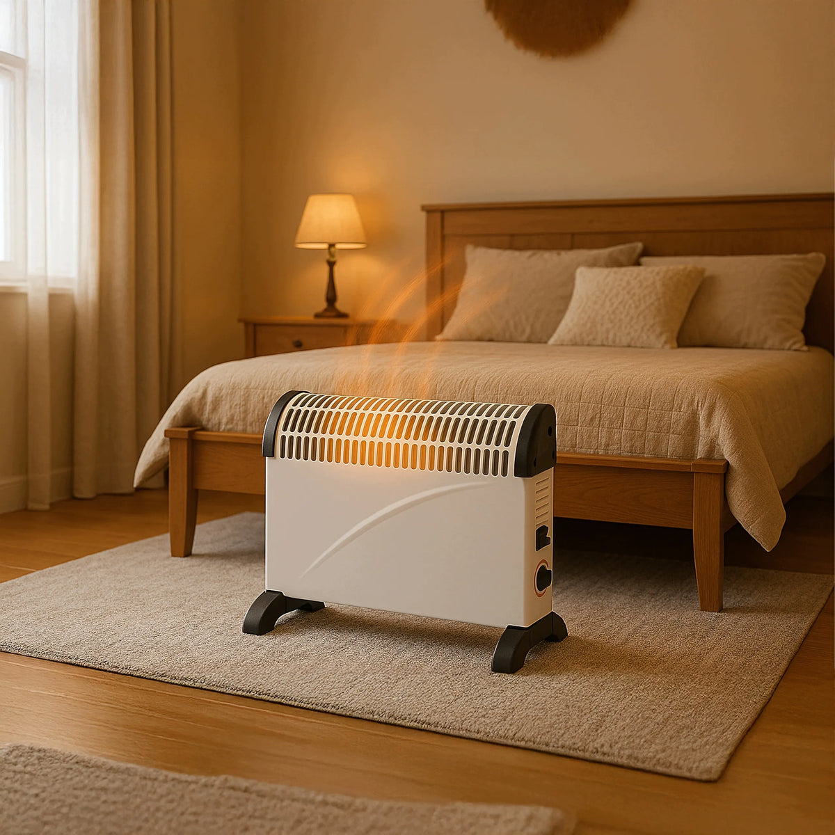 Elektrinis konvekcinis šildytuvas 2000 W, elektrinis radiatorius su termostatu, baltas