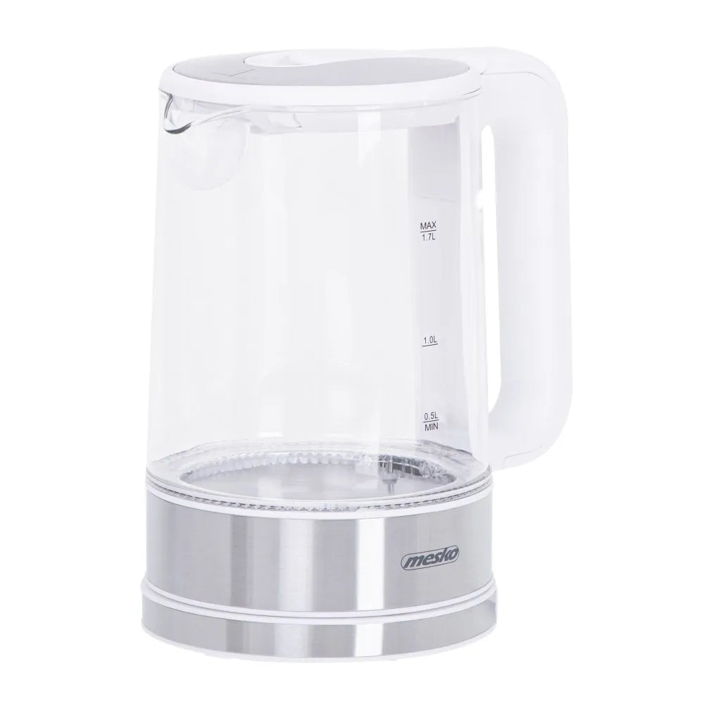 Elektrinis stiklinis virdulys MS-1301 su temperatūros reguliavimu, belaidis, 1,5 l, baltas