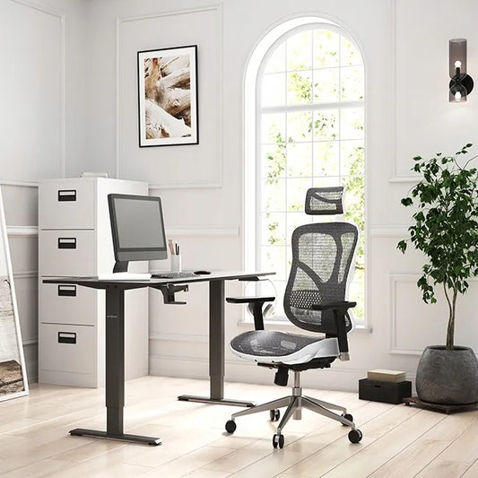 Ergonomiška biuro kėdė DIABLO V-Basic, baltai pilka