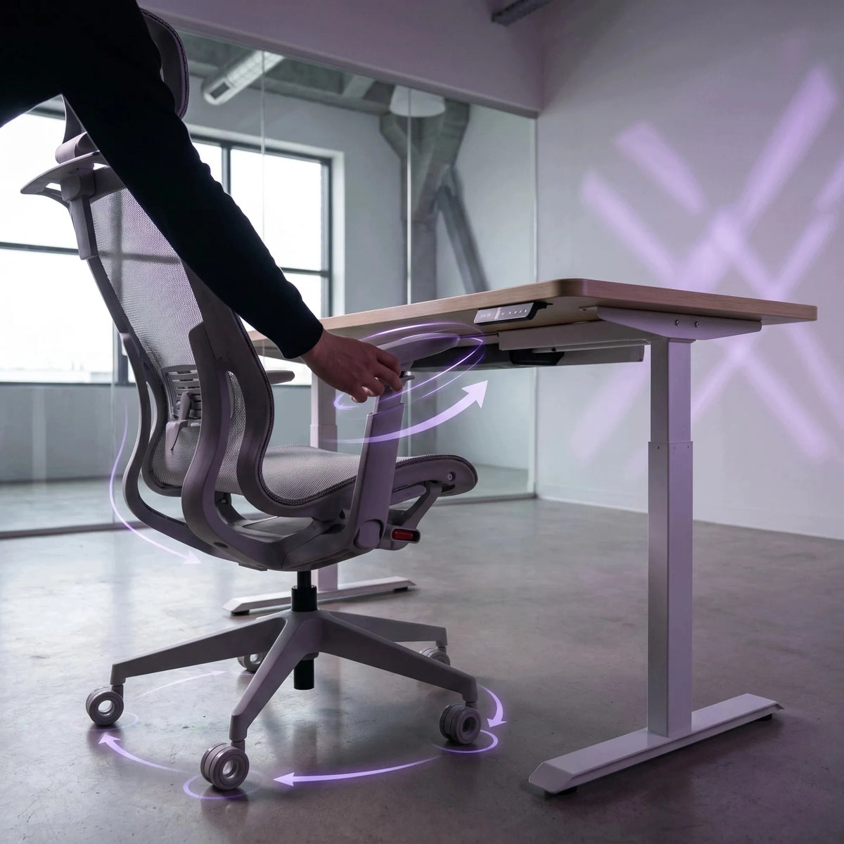 Ergonomiška sukamoji kėdė Spacetronik Cloud su galvos atrama, pilka, 135kg