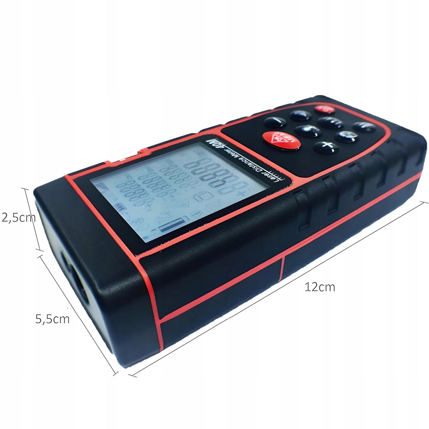 Lazerinis atstumo matuoklis skaitmeninis kampainis (inclinometras) matuoklis, gulsčiukas, atmintis 40m