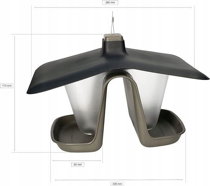 PAUKŠČIŲ LESYKLĖLĖ KABANTIS PLASTIKINIS NAMELIS SKIRTAS GRŪDAMS IR LESALUI SU VIRVELE