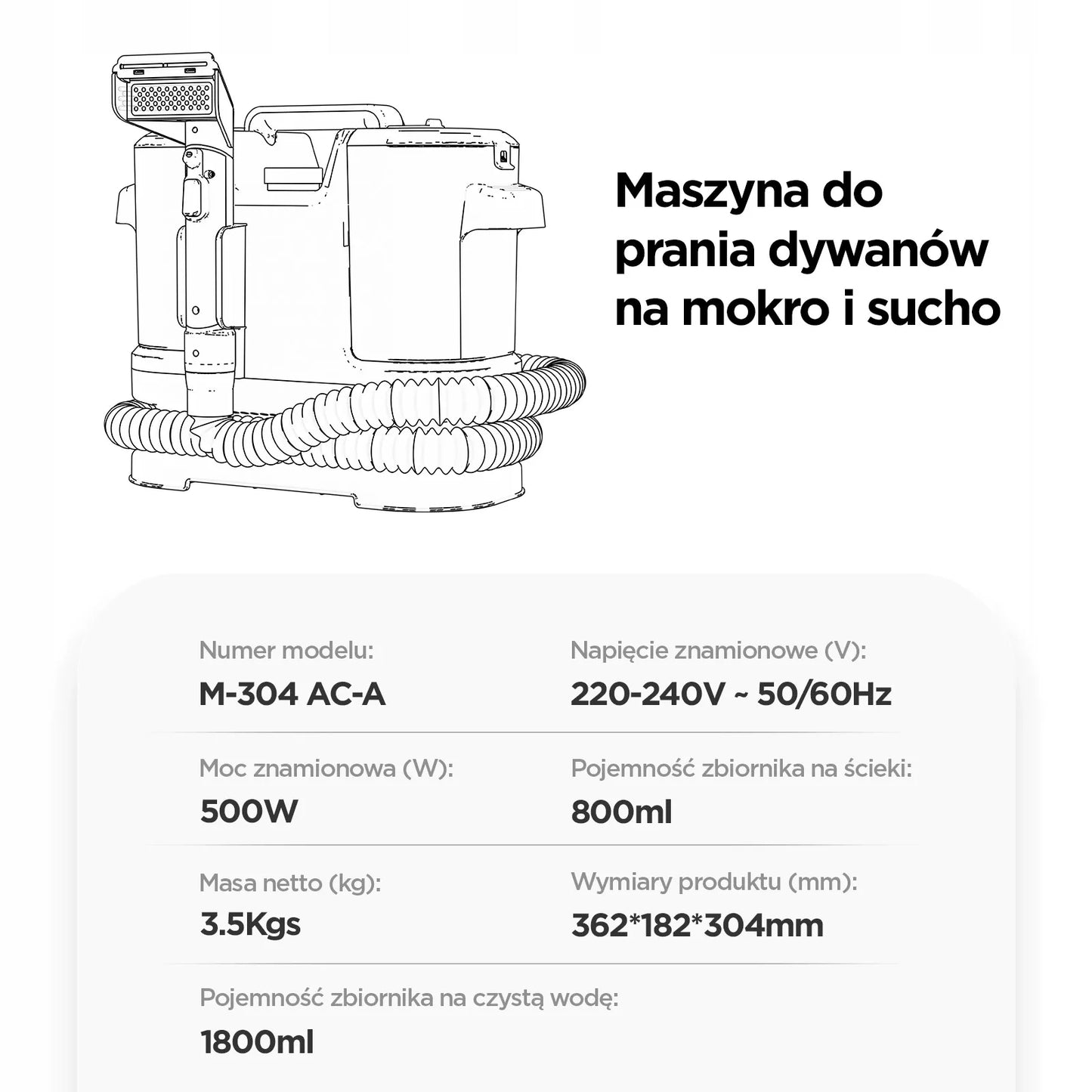 Galingas drėgno ir sauso valymo siurblys kilimams bei sofoms 500W HDeye