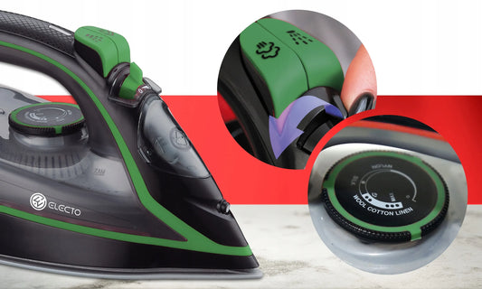 Galingas garinis lygintuvas „Electo VaporePro Green“ su keraminiu padu, 3000 W