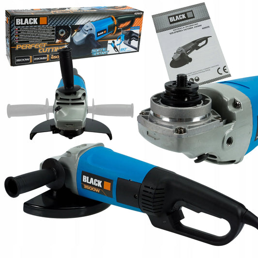 Galingas kampinis šlifuoklis Black 230mm, besisukanti rankena, 3500W