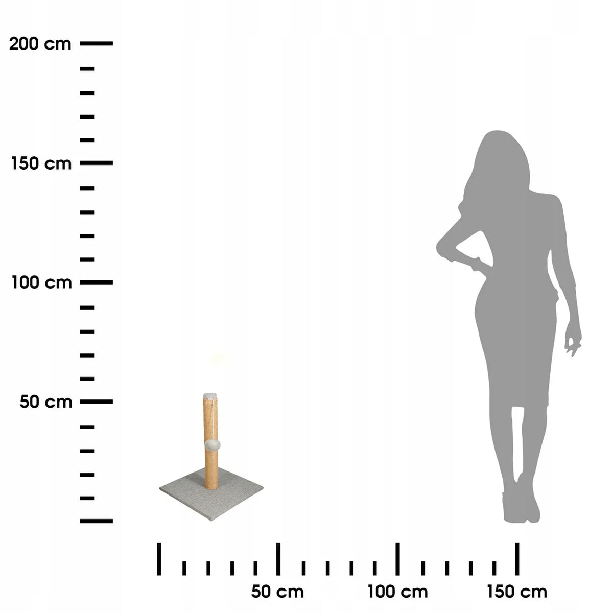 Koopman pilka džiutinė kačių draskyklė-stulpelis su kamuoliuku, 39 cm