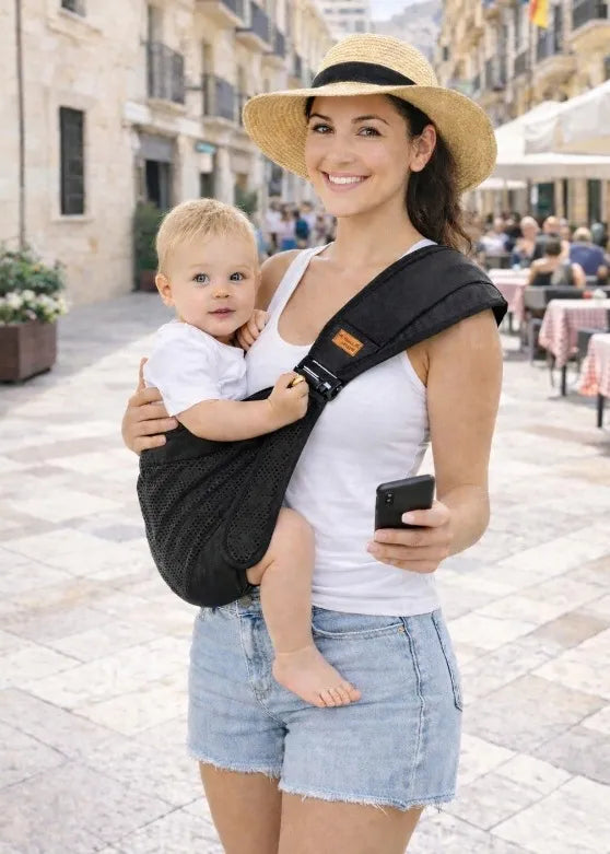 Kūdikio nešioklė ant peties, kvėpuojanti, reguliuojama sėdimoji dalis