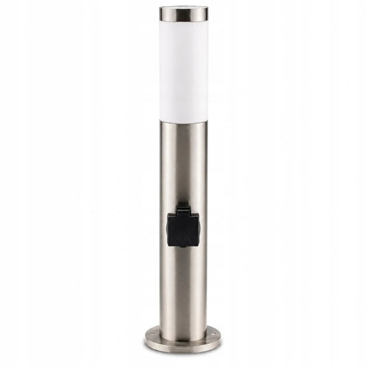 Lauko pastatomas sodo šviestuvas stulpas 65cm E27 230V su 230V lizdu