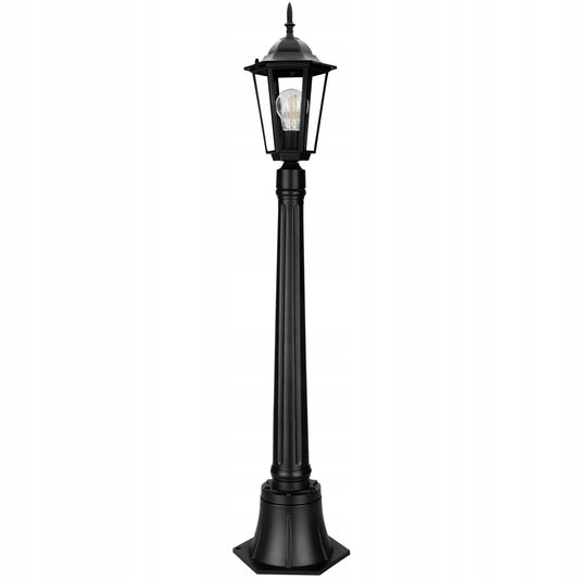 Lauko šviestuvas sodo stulpas E27 IP44 110cm juodas aliuminis