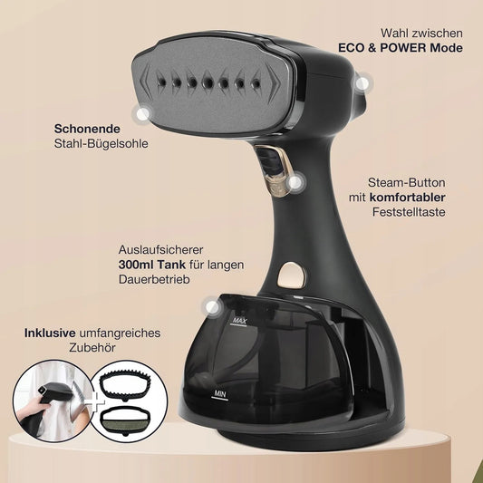 LEBENLANG LBD528S rankinis drabužių garintuvas, 300 ml, 1500 W