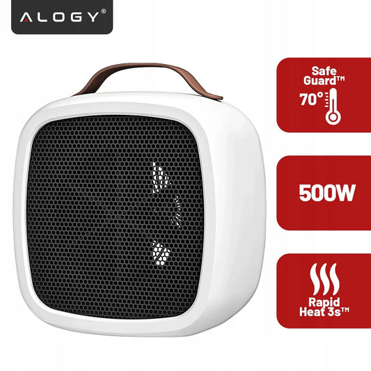 Mini elektrinis šildytuvas Alogy, 500W, baltas
