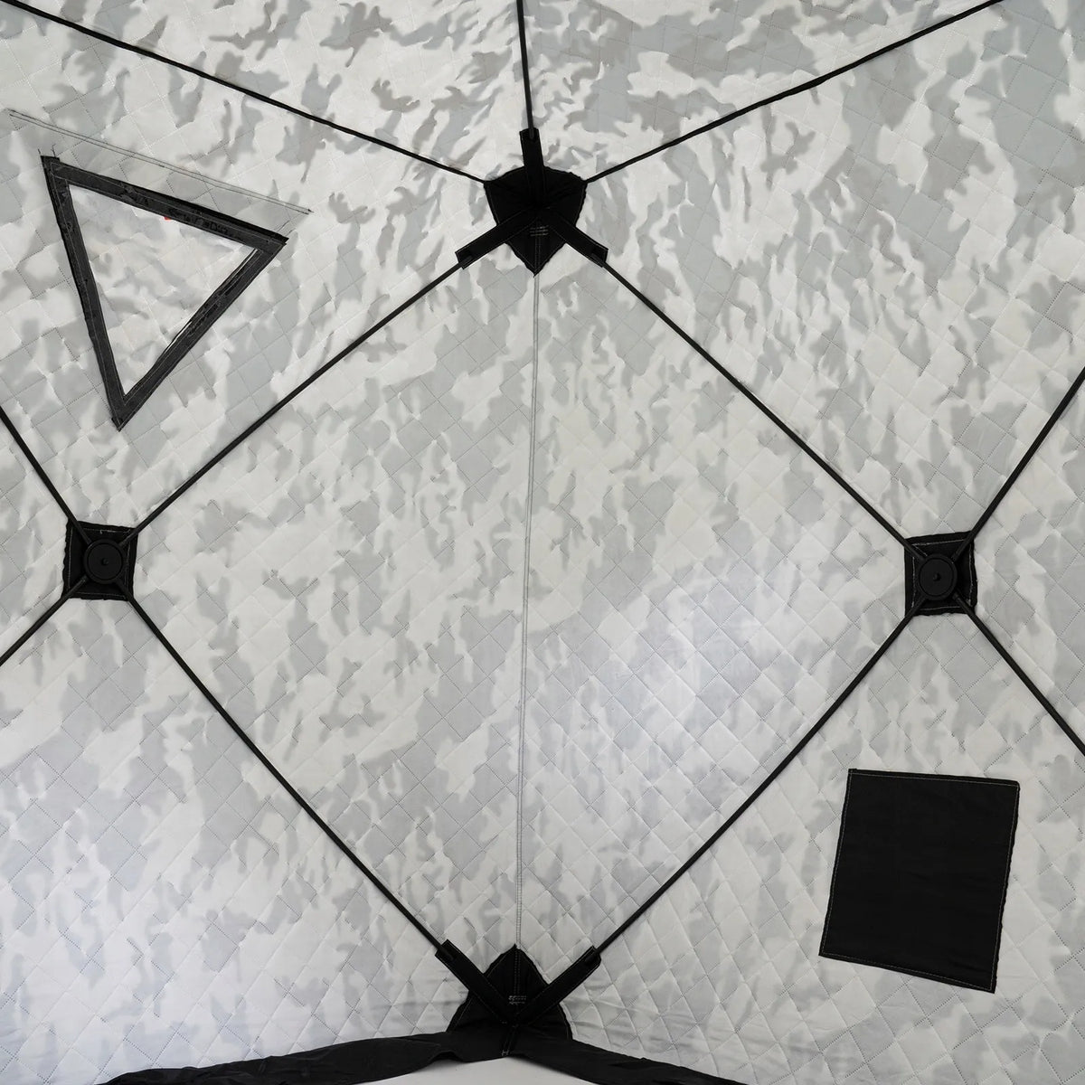 Nešiojama termoizoliacinė palapinė žvejybai ant ledo, 145 × 145 × 165 cm, kamufliažinė, 1–2 asmenims