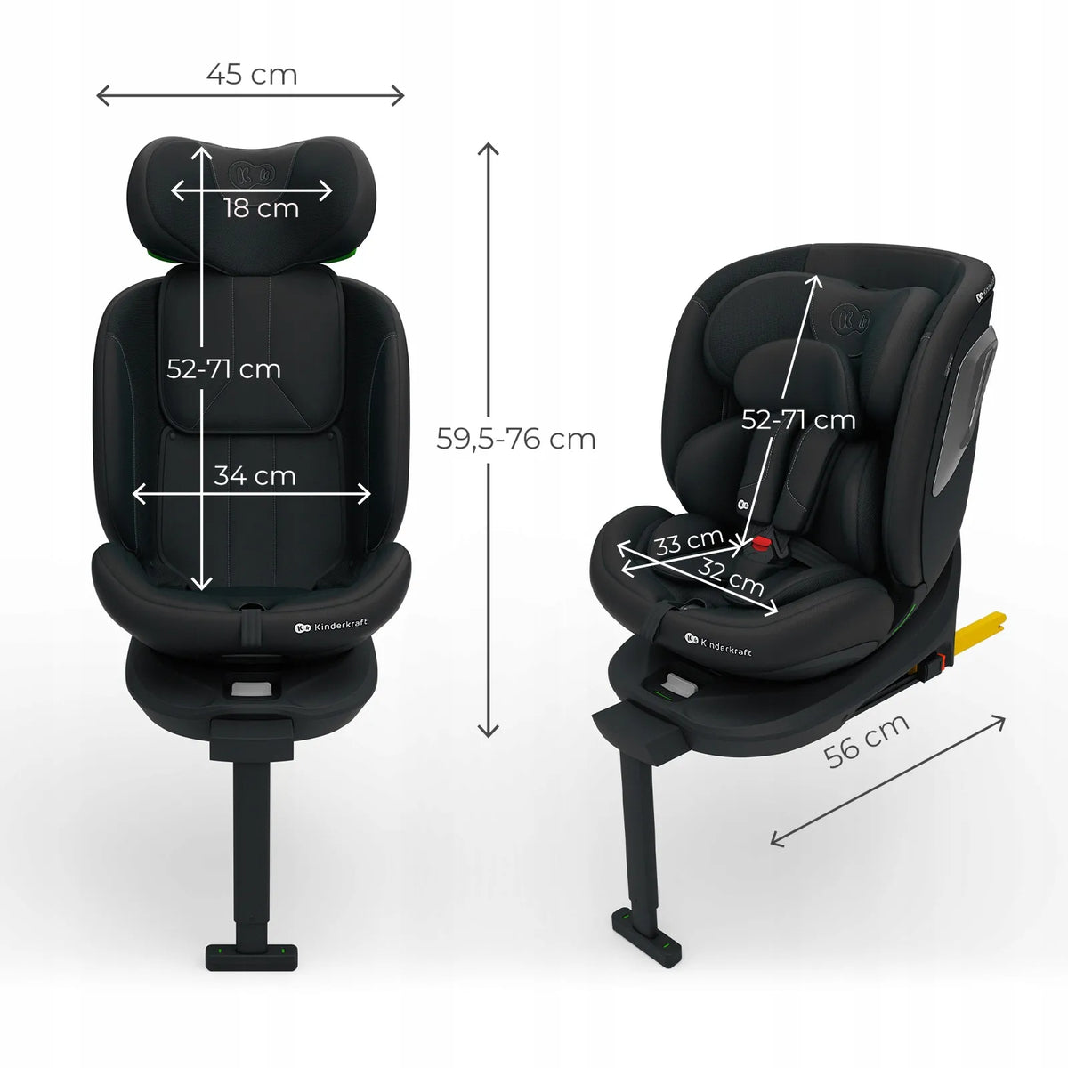 Pasukama automobilinė kėdutė Kinderkraft I-360 2, i-Size, ISOFIX, 40–150 cm, 0–36 kg