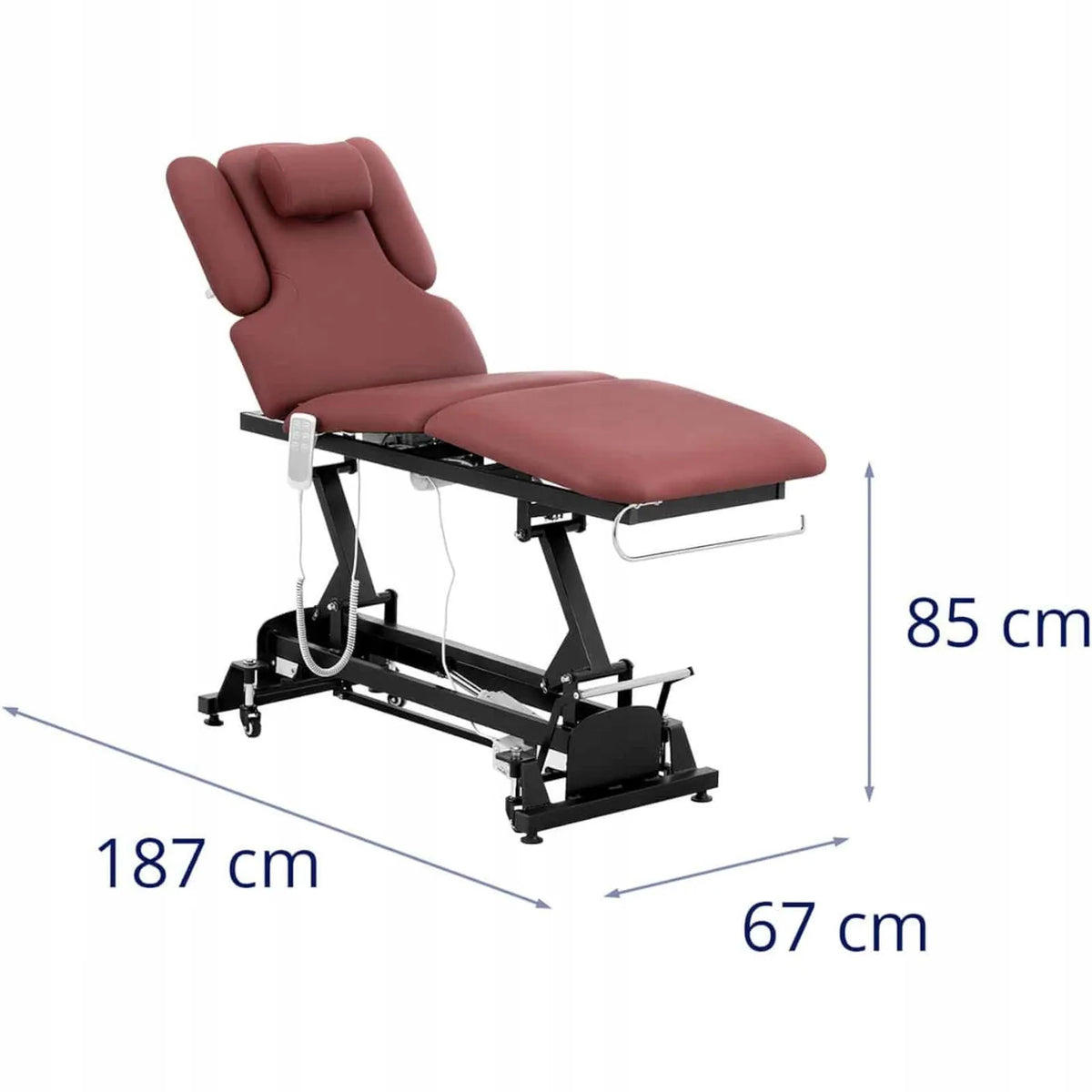Physa NANTES elektrinis masažo ir kosmetologinis stalas, 3 varikliai, iki 250 kg, vyno raudonumo