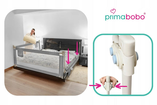 PRIMABOBO Apsauginis lovos barjeras CLASSIC 180 cm vaikams, aukštas, pilkas