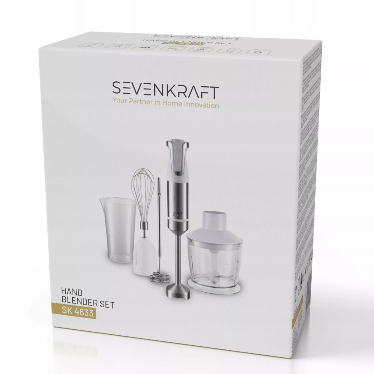 Sevenkraft SK 4633W rankinis trintuvas, 20 greičio lygių, smulkintuvas, plakiklis, pieno putų plakiklis, 4 peiliukai