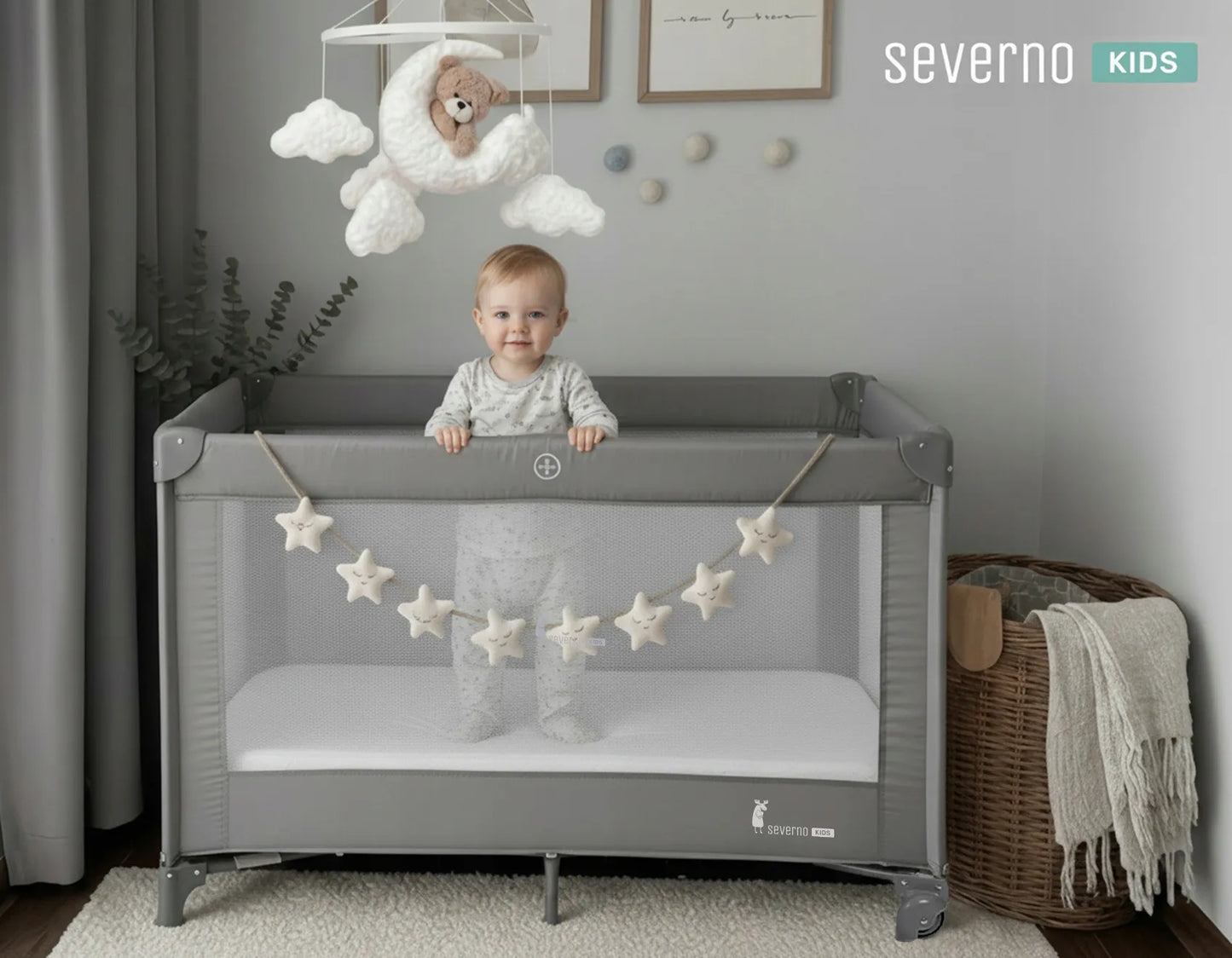 SEVERNO Kids Honey Bunny sulankstoma kelioninė lovelė-maniežas + čiužinys ir krepšys