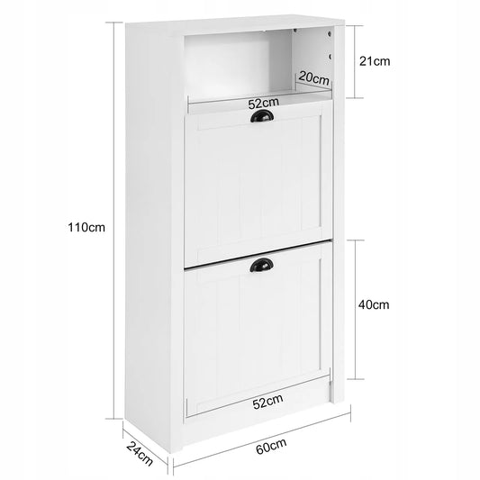 SoBuy batų spintelė su 2 stalčiais ir lentyna prieškambariui 60x24cm FSR87-K-W