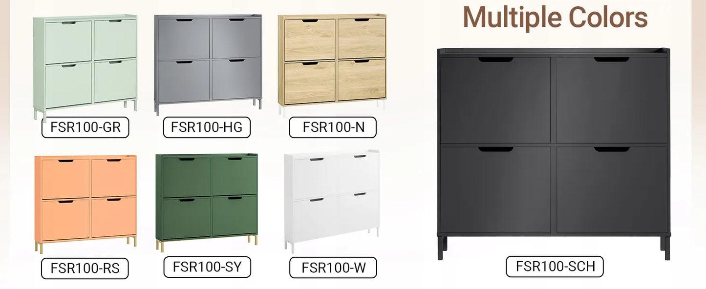 SoBuy juoda batų spintelė prieangiui su 4 durelėmis, 19 cm, FSR100-SCH