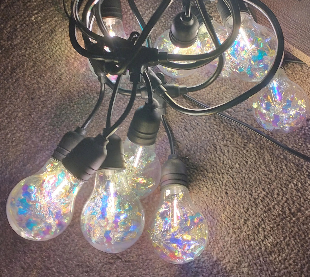 Sodo girlianda 5m 10 LED E27 230V dekoratyvinės lemputės spalvotas akcentas