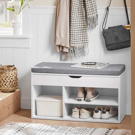 Suoliukas su atverčiama sėdyne ir dėtuve SoBuy FSR45-HG batų spintelė 80x30 cm