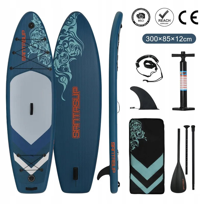 SUP lentos komplektas 300x85x12cm 3 vietų su irklu pompa krepšiu ir priedais