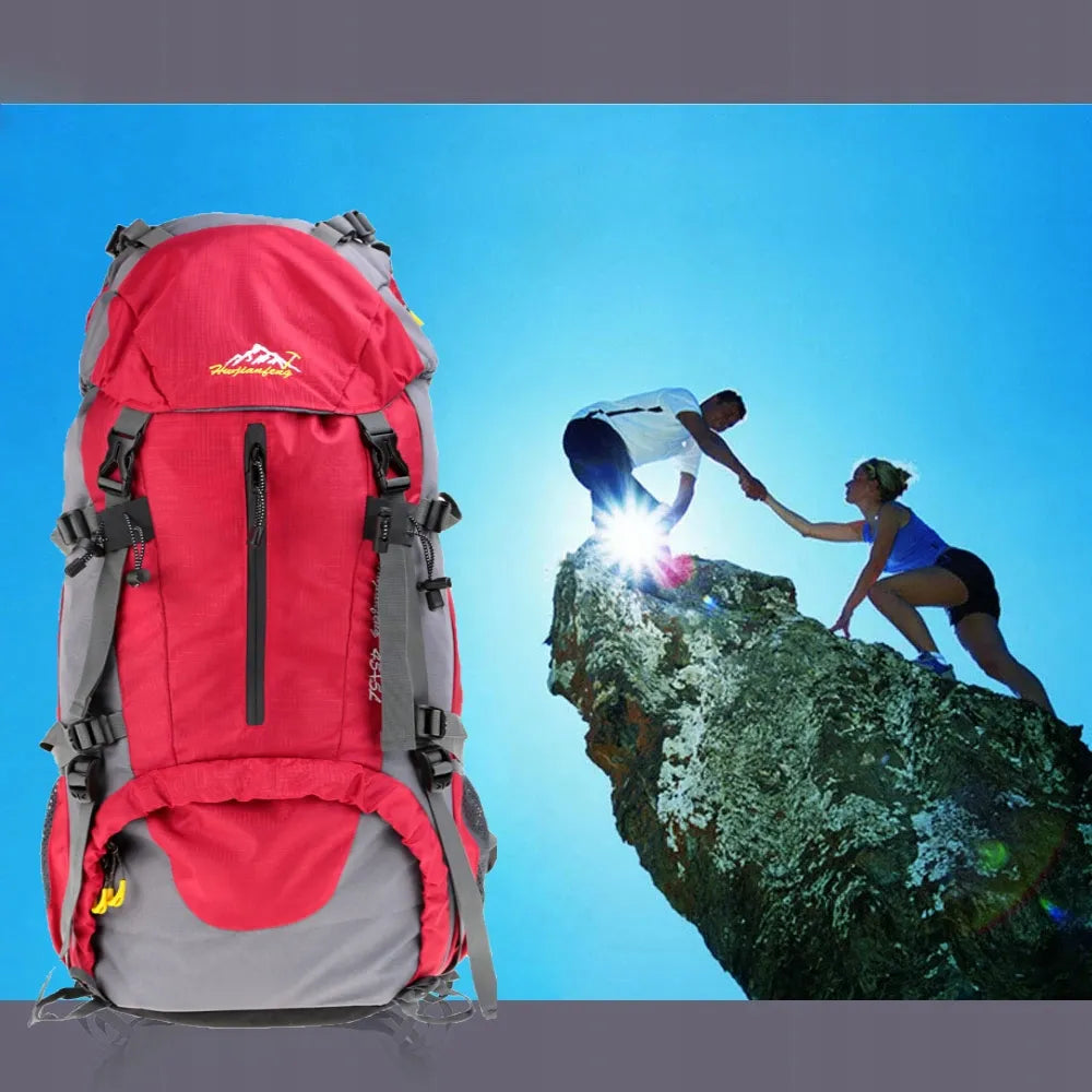 Turistinė kuprinė 45+5l Climber 1 RAUDONA su uždangalu nuo lietaus
