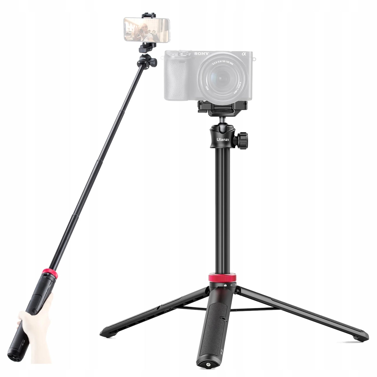 Ulanzi MT-44 trikojis monopodas asmenukių lazda kamerai, aparatui ir telefonui, keliamoji galia 1,5 kg