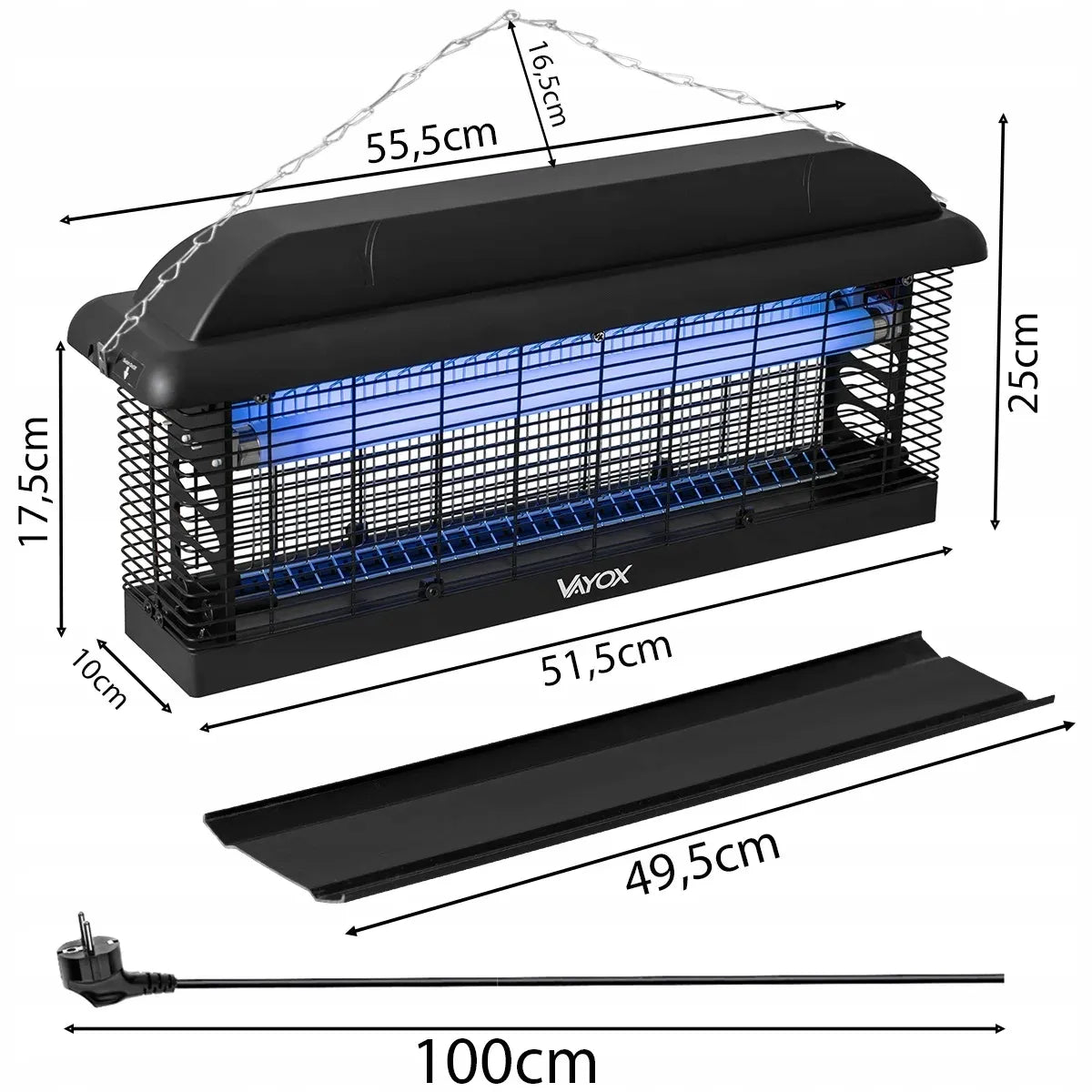 VAYOX UV elektrinė vabzdžių gaudyklė, 30W, 120m2, nuo uodų ir musių