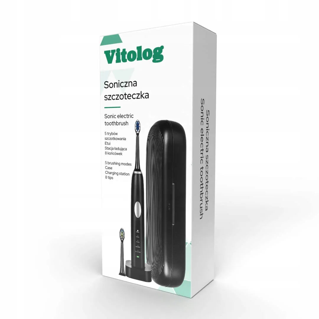 „Vitolog“ soninė elektrinė dantų šepetėlė su 12 galvučių, juoda