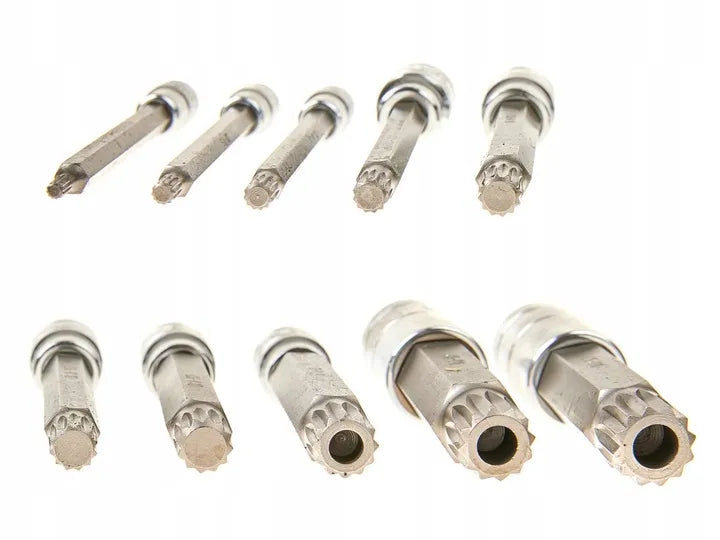 Vorfal ilgių Spline galvučių rinkinys 1/4, 3/8, 1/2, M4–M18 XZN, 10 vnt.