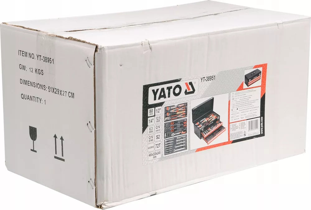 Įrankių rinkinys metalinėje dėžutėje 80 vnt. YATO YT-38951