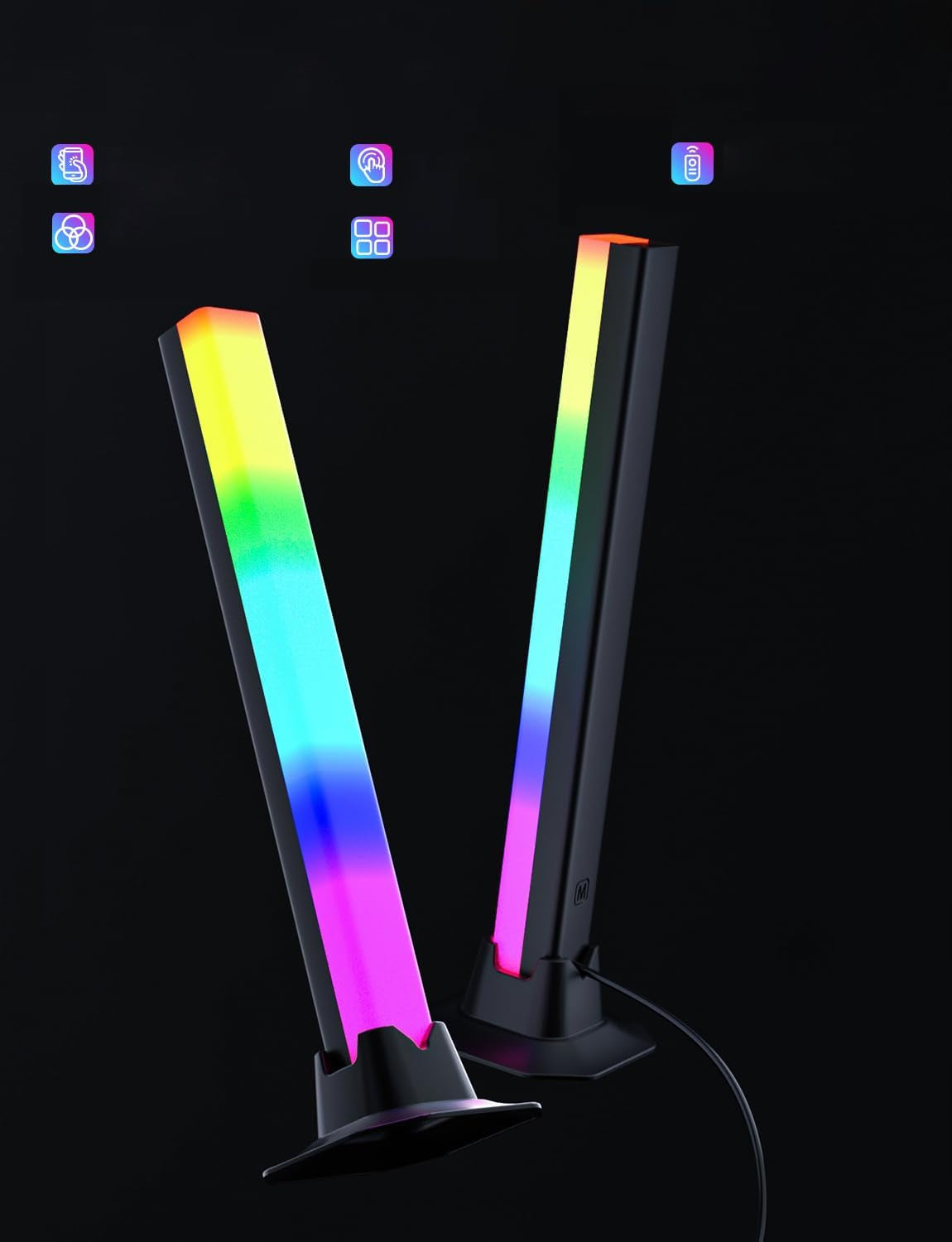 2X MULTICOLOR BAR RGB juostinė lemputė su nuotolinio valdymo pulteliu + programėlė