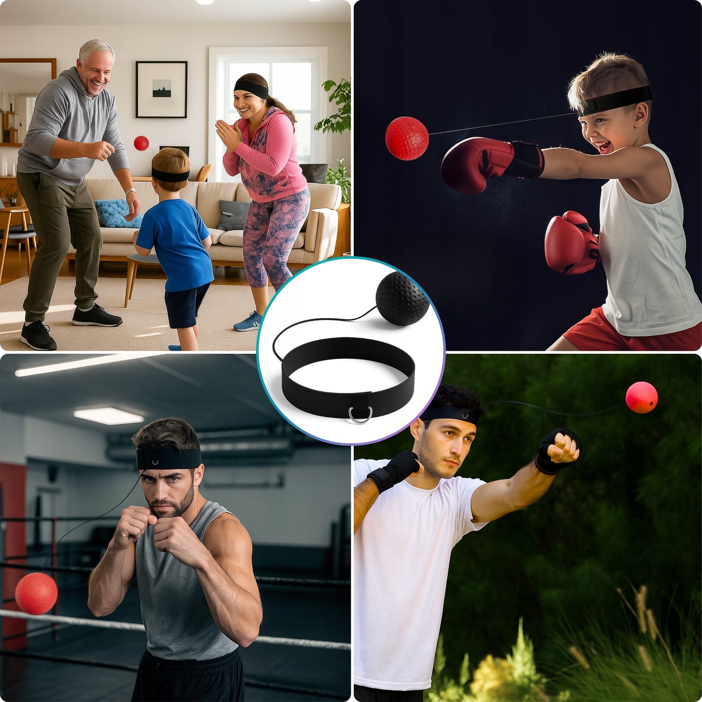 Reflekso kamuolys ant galvos bokso treniruočių rinkinys REFLEX BALL 3 vnt.