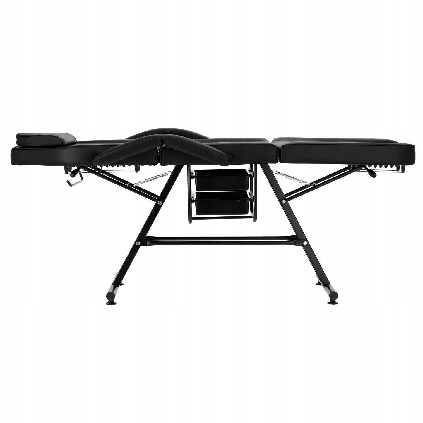 Grožio procedūrų fotelis su padėklais, juodas, SPA lova, tatuiruotėms