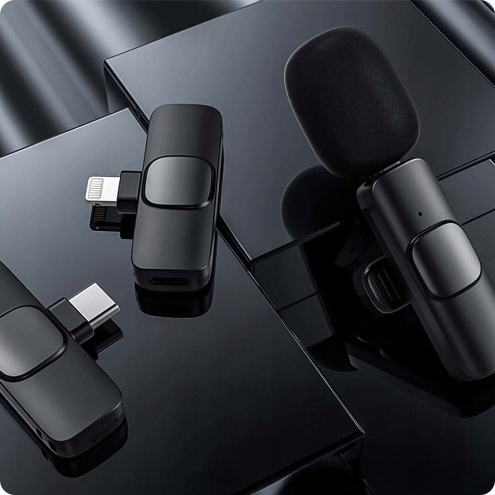 2x Bevielis segtuko tipo mikrofonas, skirtas Lightning USB-C iPhone 17 16 15 14