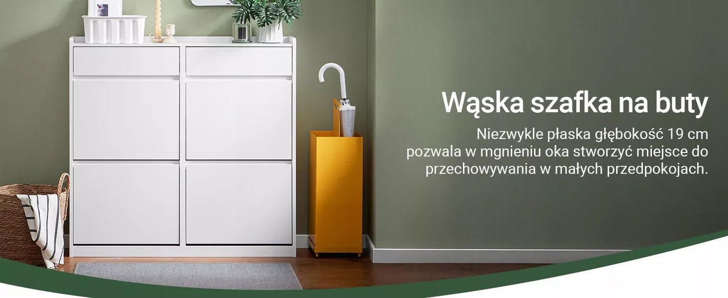 SoBuy Batų spintelė su 4 durelėmis ir 2 stalčiais prieškambariui FSR169-W