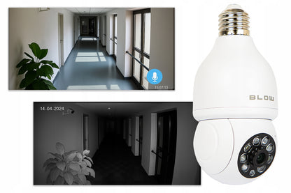 Wi-Fi vidinė sukama kamera-lemputė E27 sriegiu, 3MP IP, TUYA stebėjimas