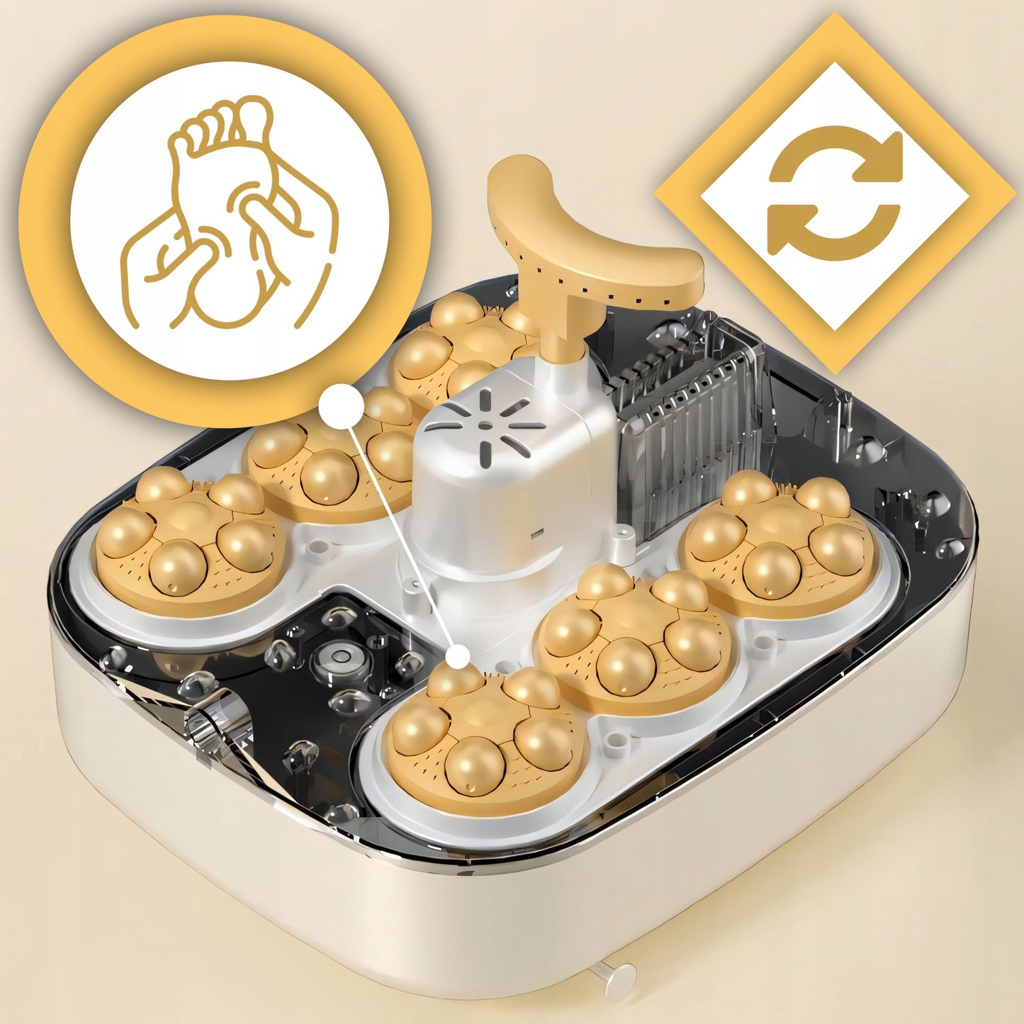 Vandens pėdų hidromasažuoklis, šildomas, su masažo galvutėmis ir voleliais, LCD, 500W