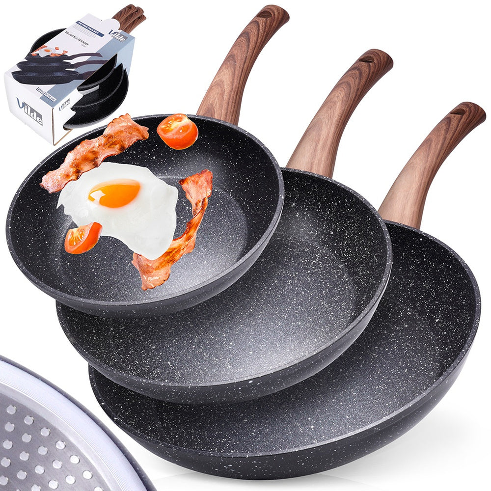 3x GRANITINĖS keptuvės troškiniams kepti ant dujų ir indukcinių viryklių 20 24 28 cm