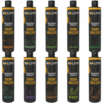 10 vienetų Bilovit saunos emulsijų rinkinys, natūralūs aromatai, 250 ml