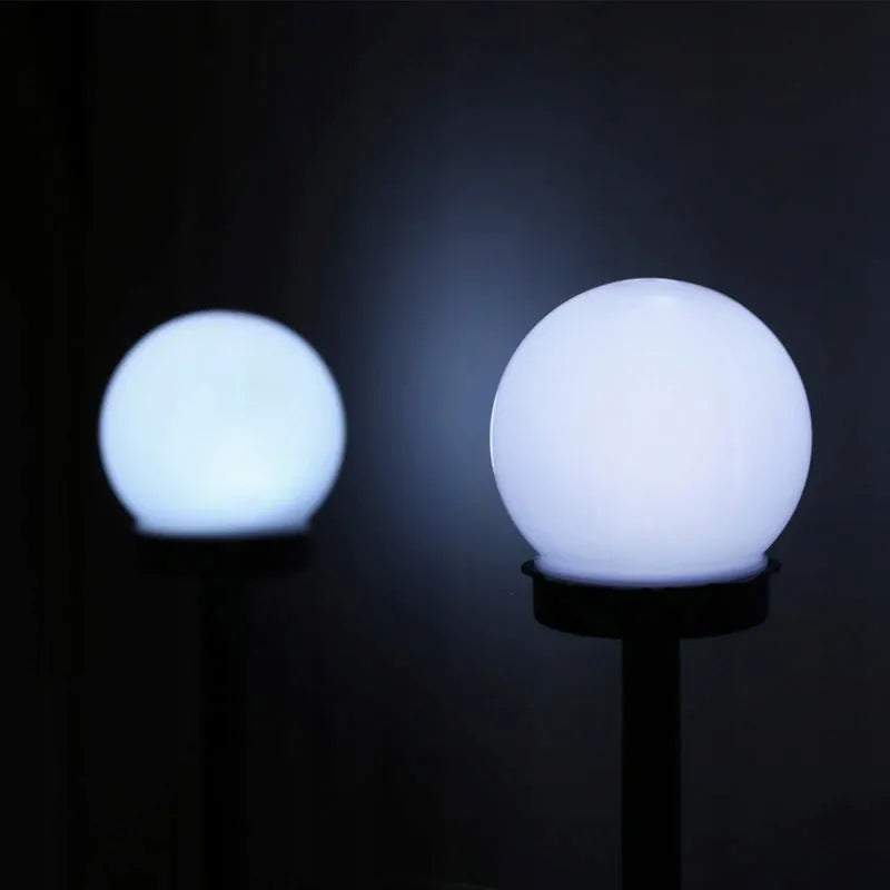 10 vienetų LED saulės energija maitinamų sodo lempų rinkinys, rutulio formos, 10 cm, šalta balta šviesa