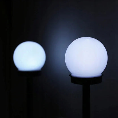10 vienetų LED saulės energija maitinamų sodo lempų rinkinys, rutulio formos, 10 cm, šalta balta šviesa