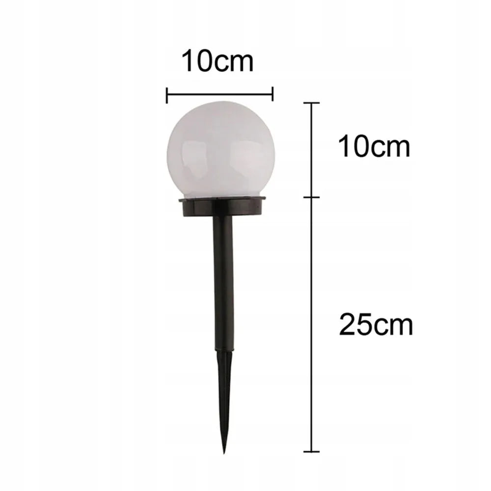 10 vienetų LED saulės energija maitinamų sodo lempų rinkinys, rutulio formos, 10 cm, šalta balta šviesa