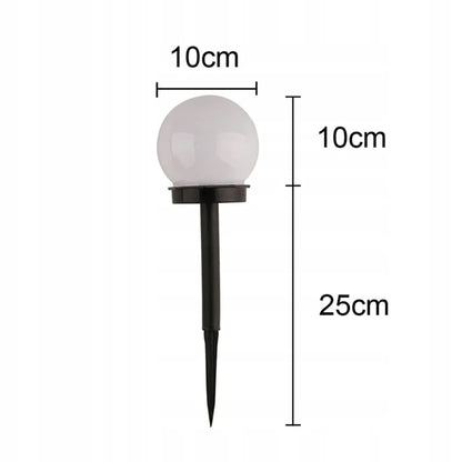 10 vienetų LED saulės energija maitinamų sodo lempų rinkinys, rutulio formos, 10 cm, šalta balta šviesa