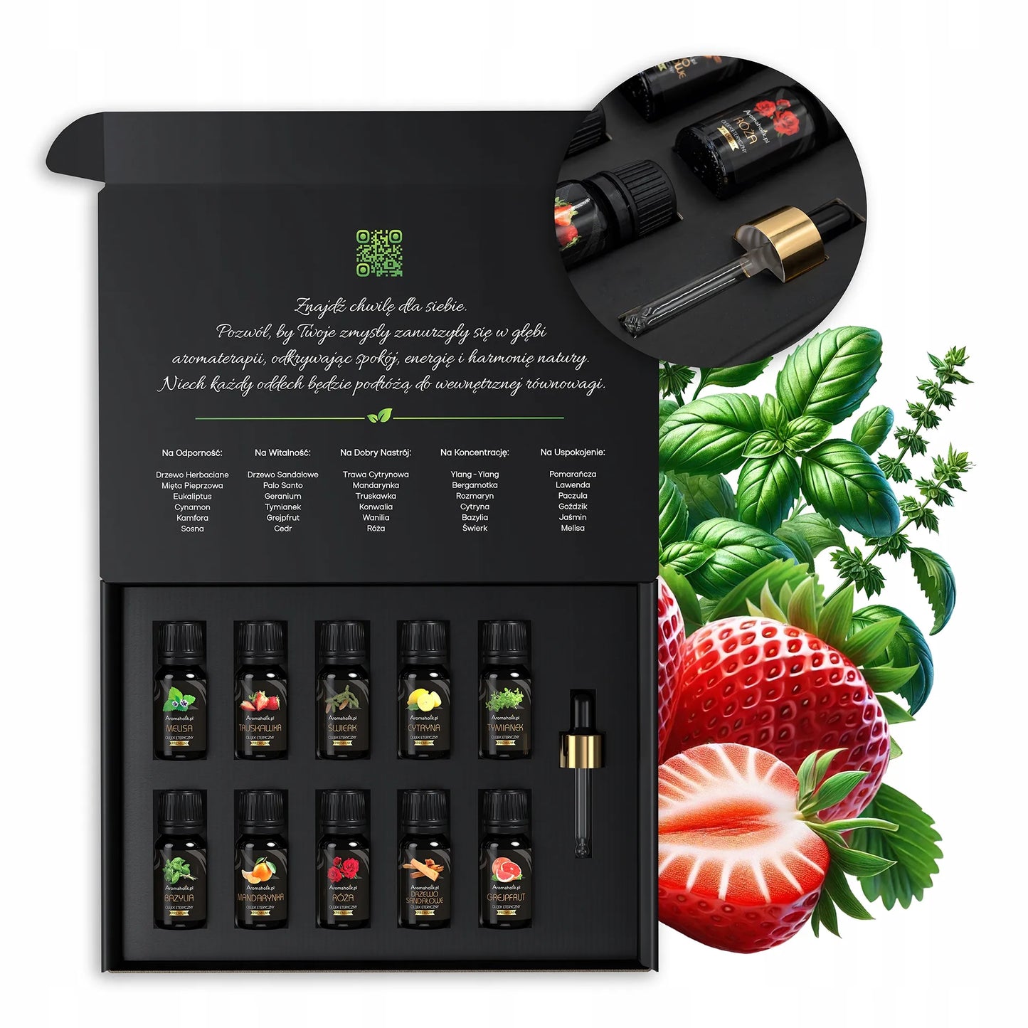 10 vnt. kvapniųjų aliejų rinkinys – natūralių aromatinių aliejų rinkinys Aromaholik Premium