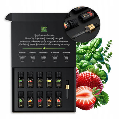 10 vnt. kvapniųjų aliejų rinkinys – natūralių aromatinių aliejų rinkinys Aromaholik Premium
