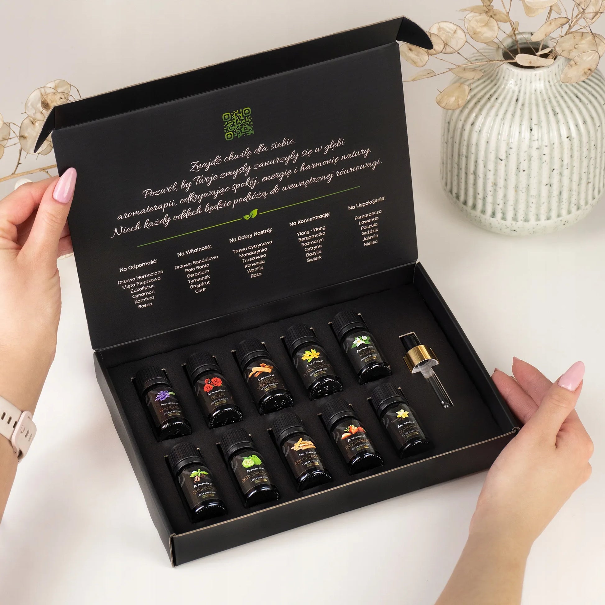 10 vnt. kvapniųjų aliejų rinkinys – natūralių aromatinių aliejų rinkinys Aromaholik Premium