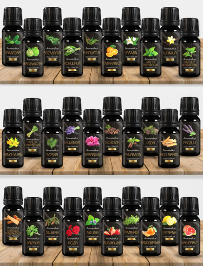 10 vnt. kvapniųjų aliejų rinkinys – natūralių aromatinių aliejų rinkinys Aromaholik Premium